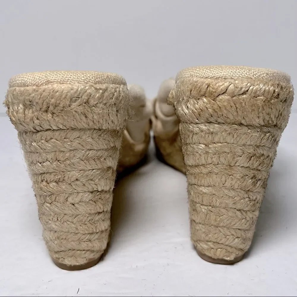 Soludos Ivory Knotted Wedge Espadrille Heels 6.5‎